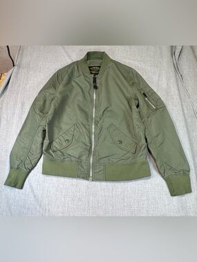Alpha Industries Olive Green Bomber Jacket with Orange Lining
